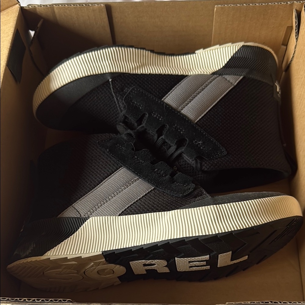 Sorel Black and Gray High-Top Sneakers with Modern Design